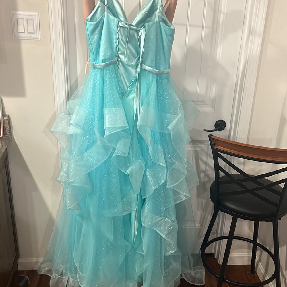 ✨ Aqua Sparkly Prom Dress – Corset Back – Size 12 – Cinderella Vibes ✨